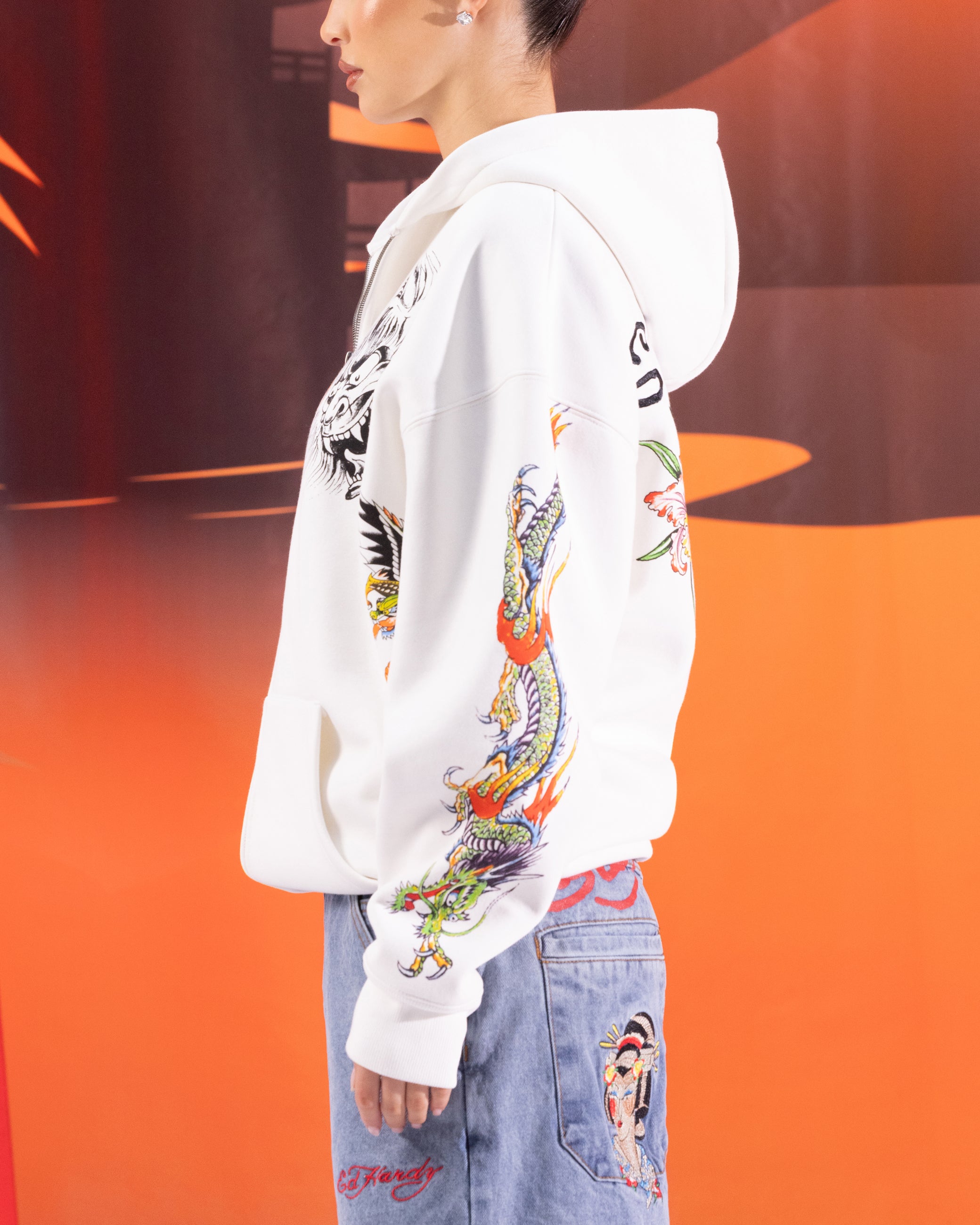 Ed Hardy Floral Zip Hoodie Off White、mySite、zt4zffjzw