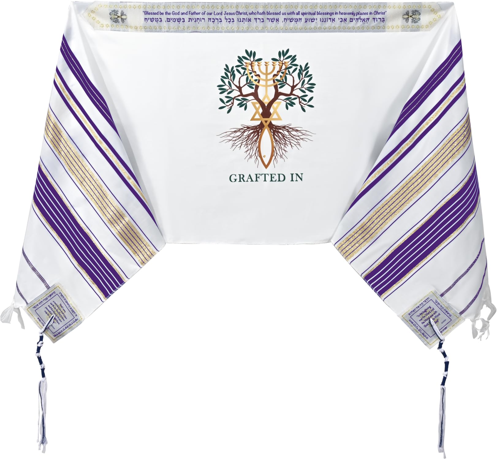 Holy Land Market Grafted IN - Messianic Christian Prayer Shawl/Tallit Prayer Shawl - Creation and Restoration Talit、mySite、topwebapps