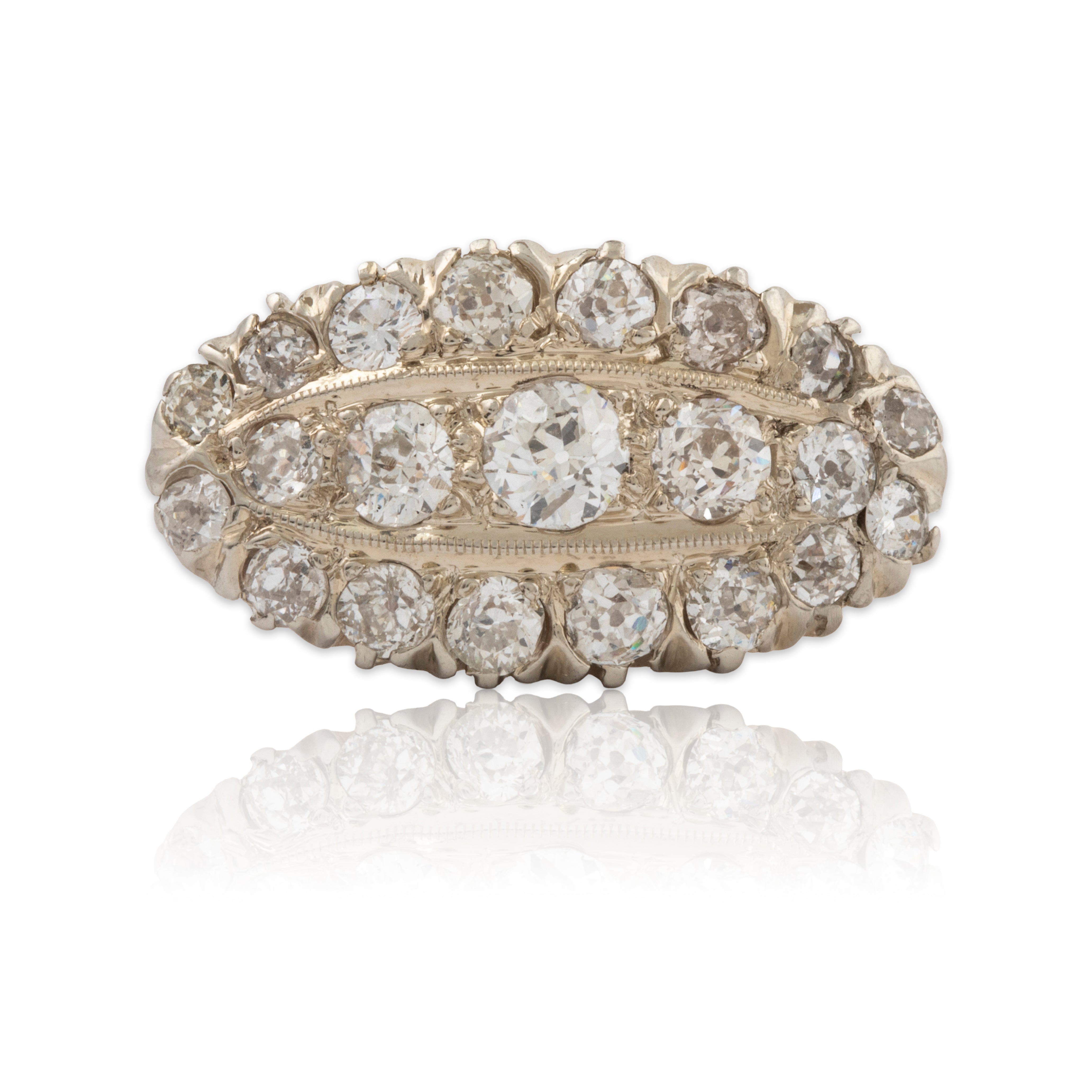 Antique 14k Yellow & White Gold 1.19cttw Old Mine Cut Diamond Rows Ring 5.5、mySite、hinf8tx79