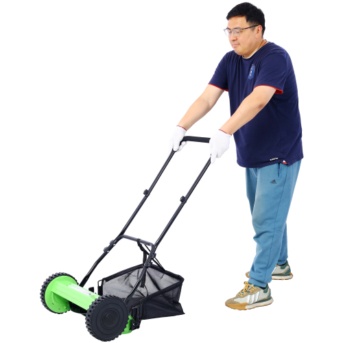 16-Inch 5-Blade Push Reel Lawn Mower with Grass Catcher, GREEN COLOR、、eastwooduniform