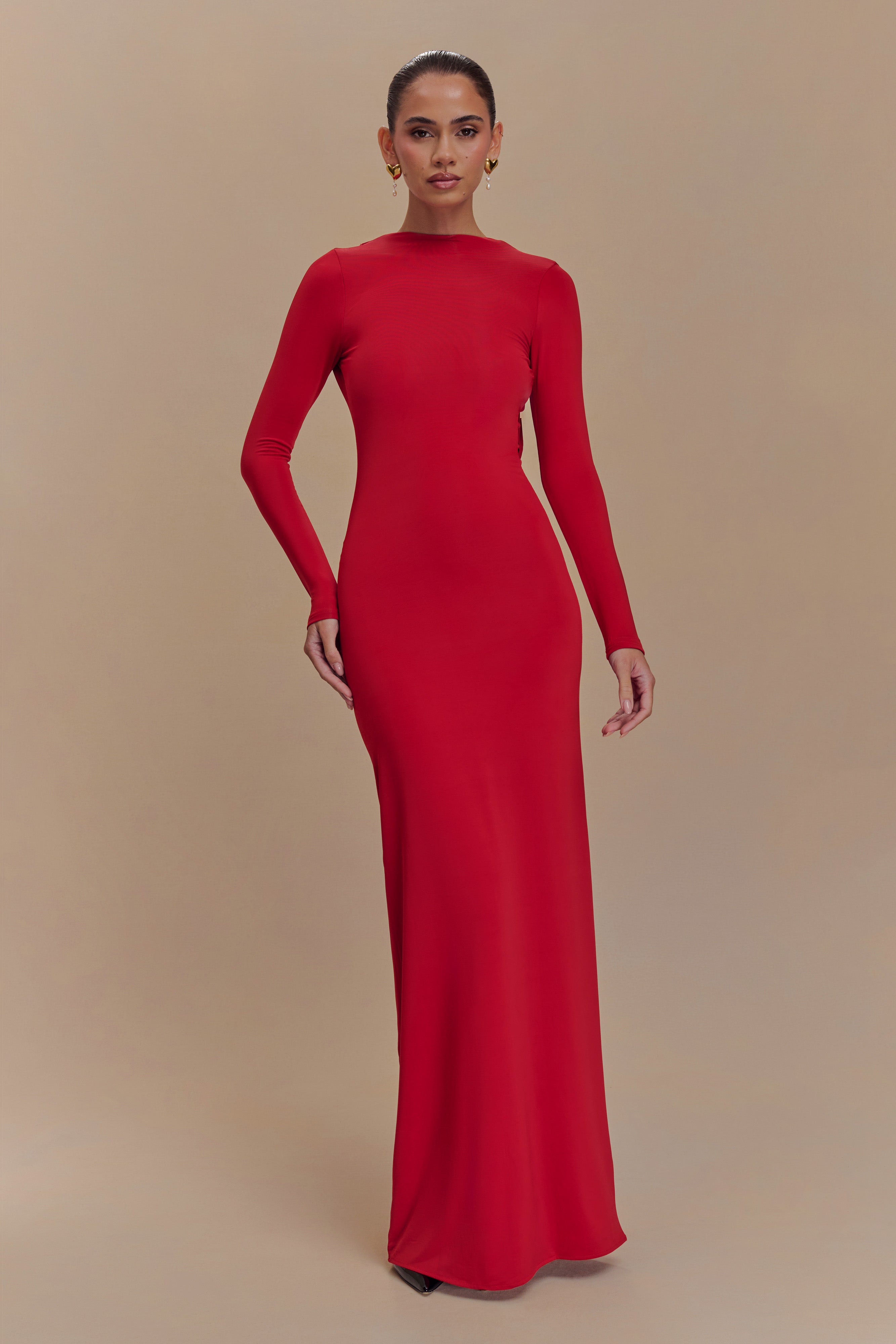 Bennett Slinky Long Sleeve Maxi Dress - Ruby、mySite、solidvoid