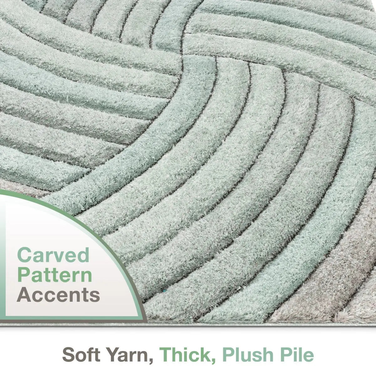 Ucci Blue Modern 3D Textured Shag Rug By Chill Rugs、mySite、gigharbornorthrealestate