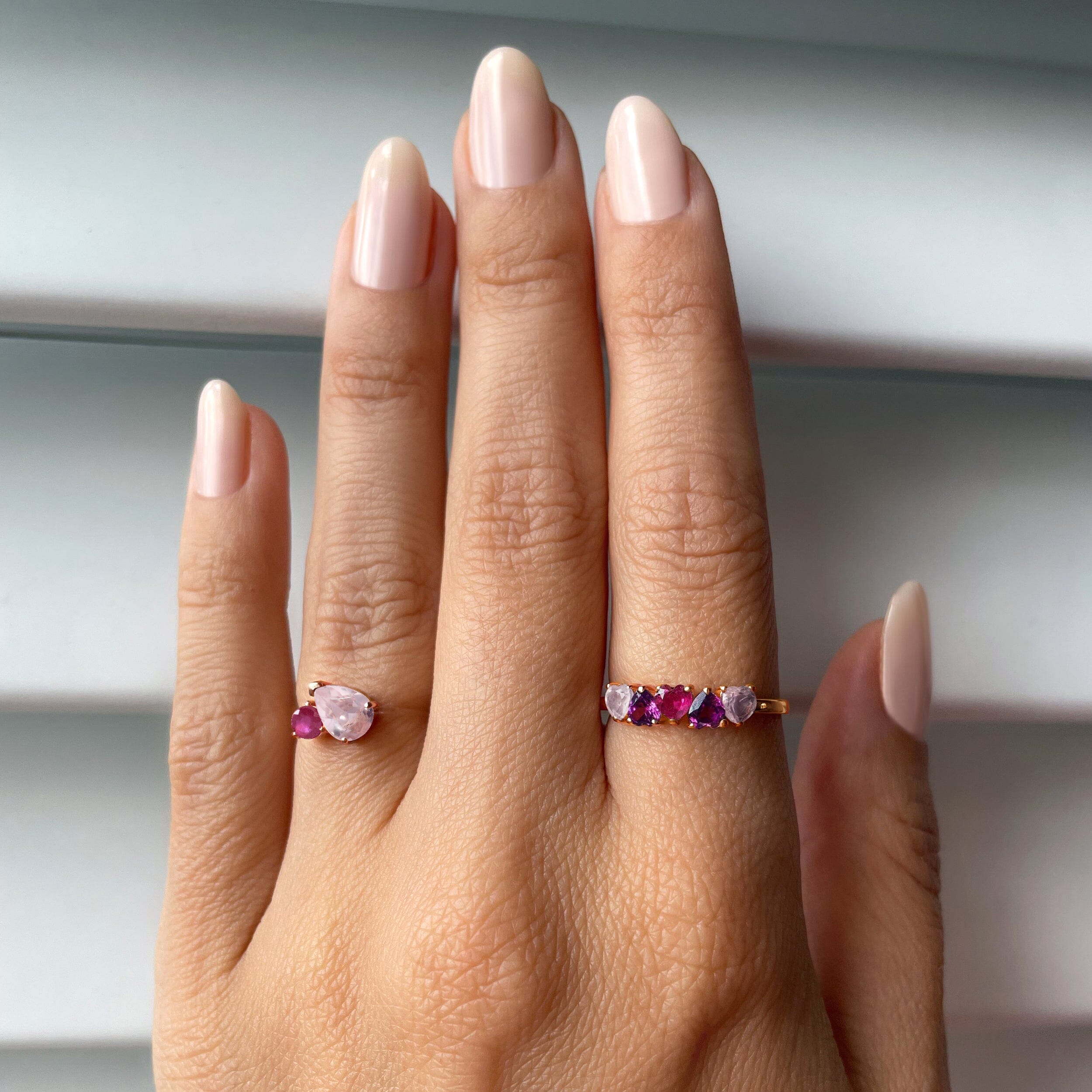 Rose Quartz Ruby Floating Toi Et Moi & Crush On You Rings、mySite、hinf8tx79