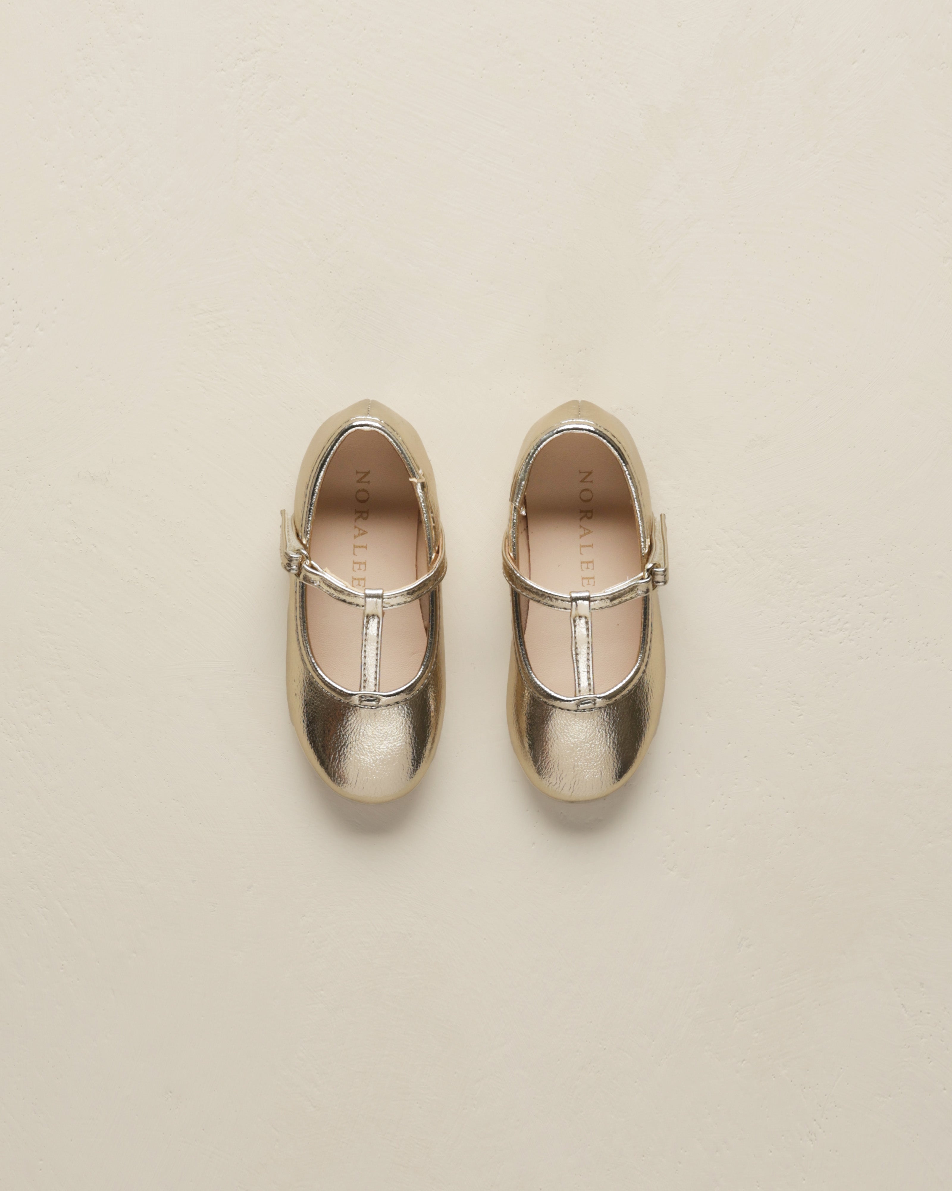  T-Strap Ballet Flats || Gold Metallic、mySite、layawaytickets