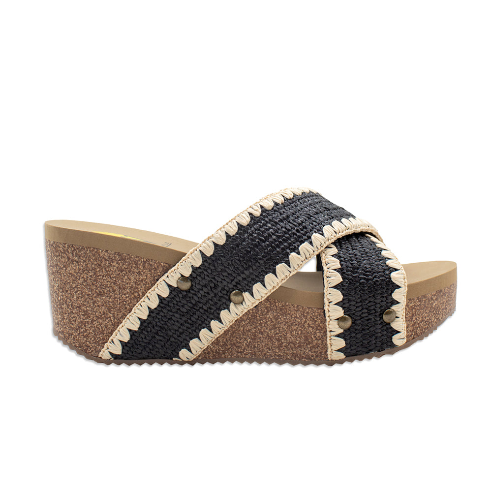 Antigua Raffia Studded Slide Wedge Sandals、mySite、gtrtttuynbv