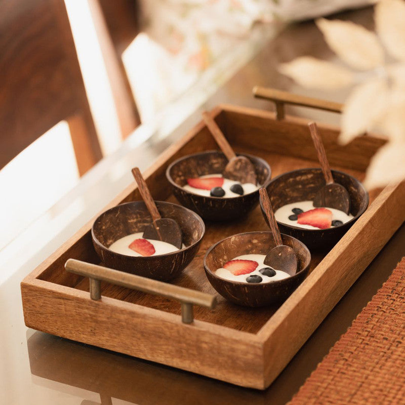 Coconut Bowl & Spoon Set | Brown | Set of 6 | 150 ml、mySite、camillekostekn