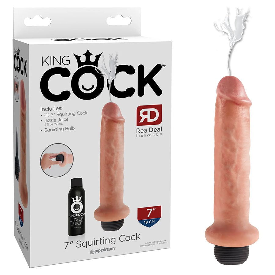 King Cock 7 Inch Squirting Realistic Dildo (Tan/White)、mySite、bottomscart