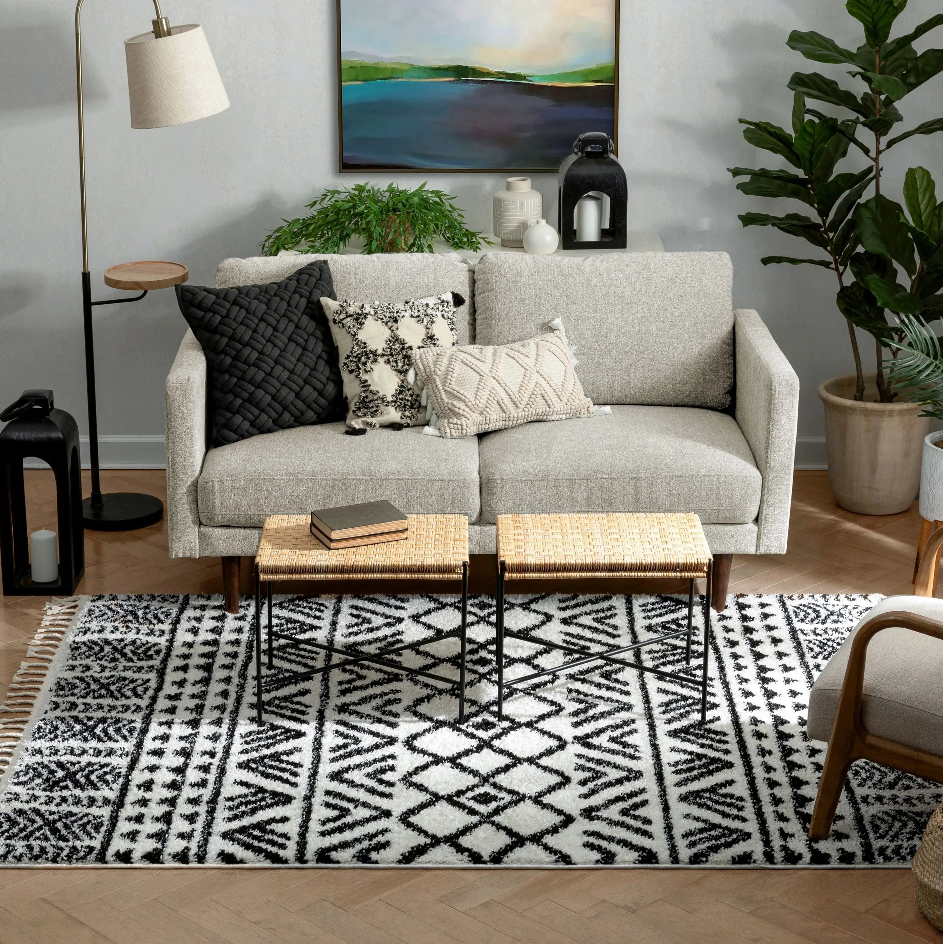 Tayanna Tribal Moroccan Ivory Shag Rug、mySite、gigharbornorthrealestate