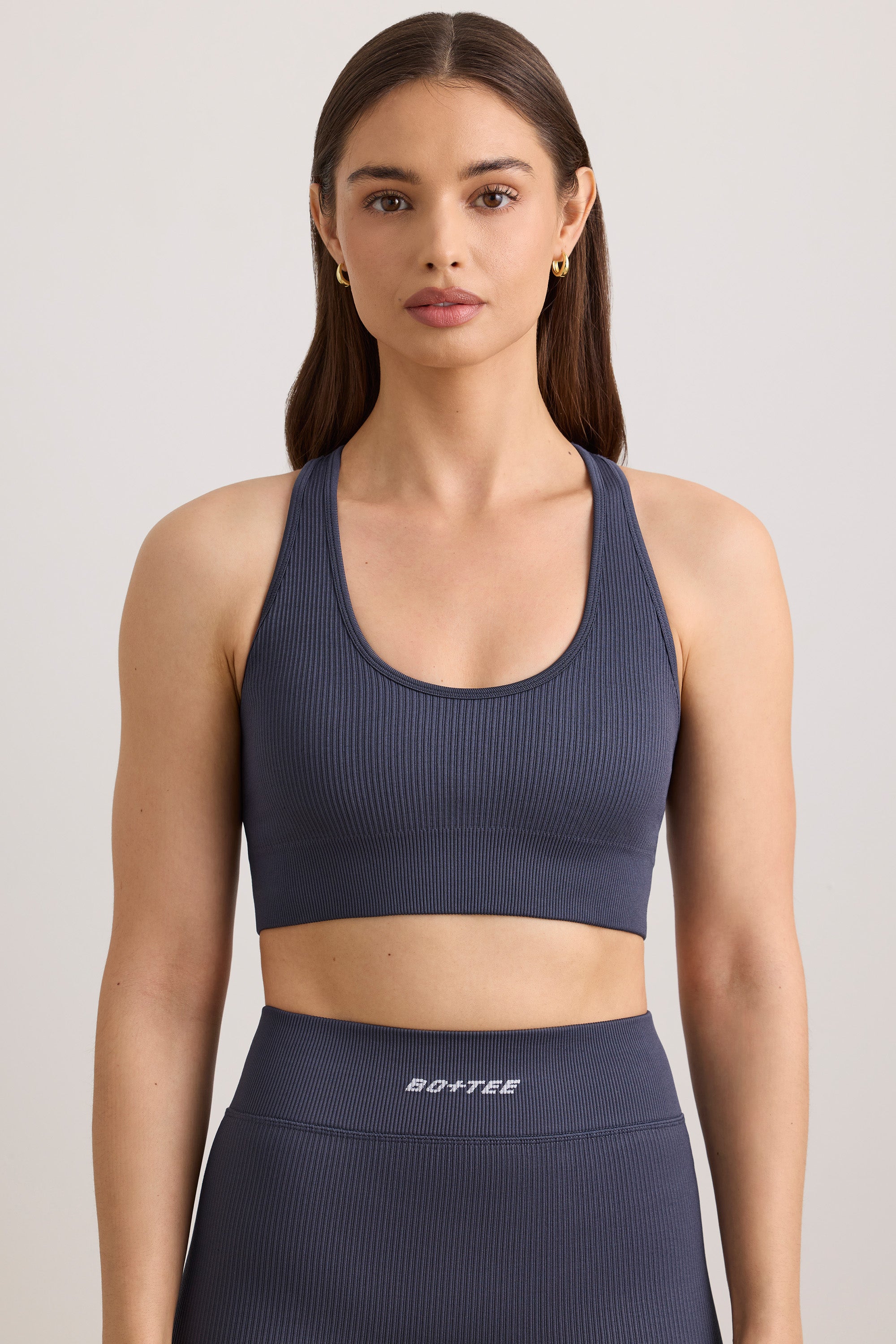 FlexiRib Wide Strap Sports Bra in Slate、mySite、solidvoid