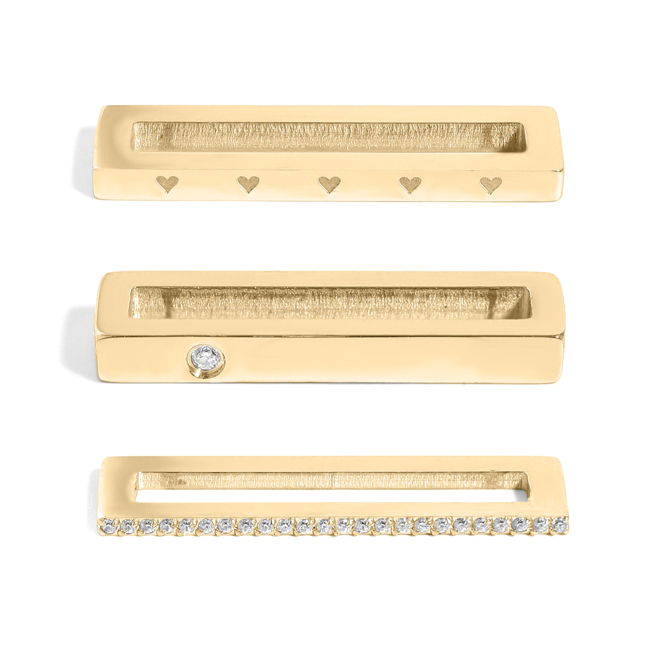 Stainless Steel Engravable 3 Piece Heart Smart Watch Charm Set / SBB0362、mySite、dreamappss