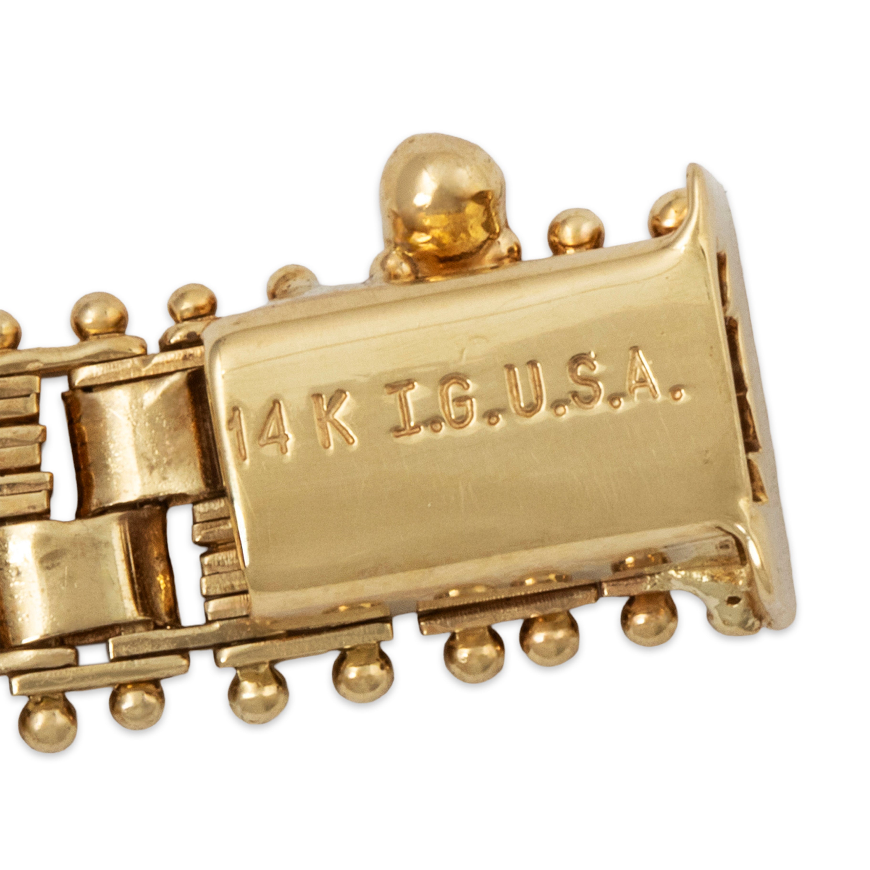 Vintage 14k Yellow Gold Textured Link Bracelet 7、mySite、hinf8tx79