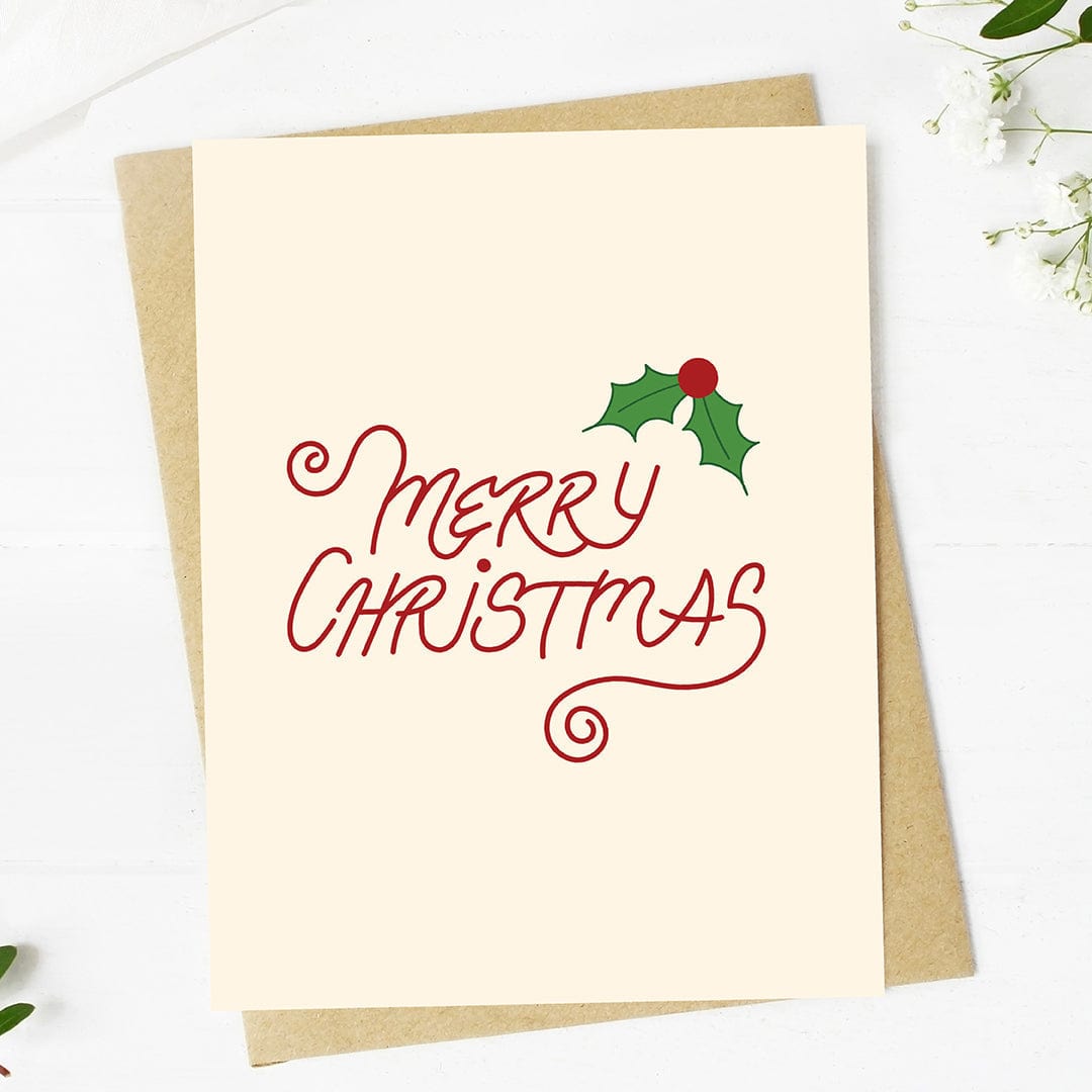  Merry Christmas Holly Greeting Card、mySite、ghnorth