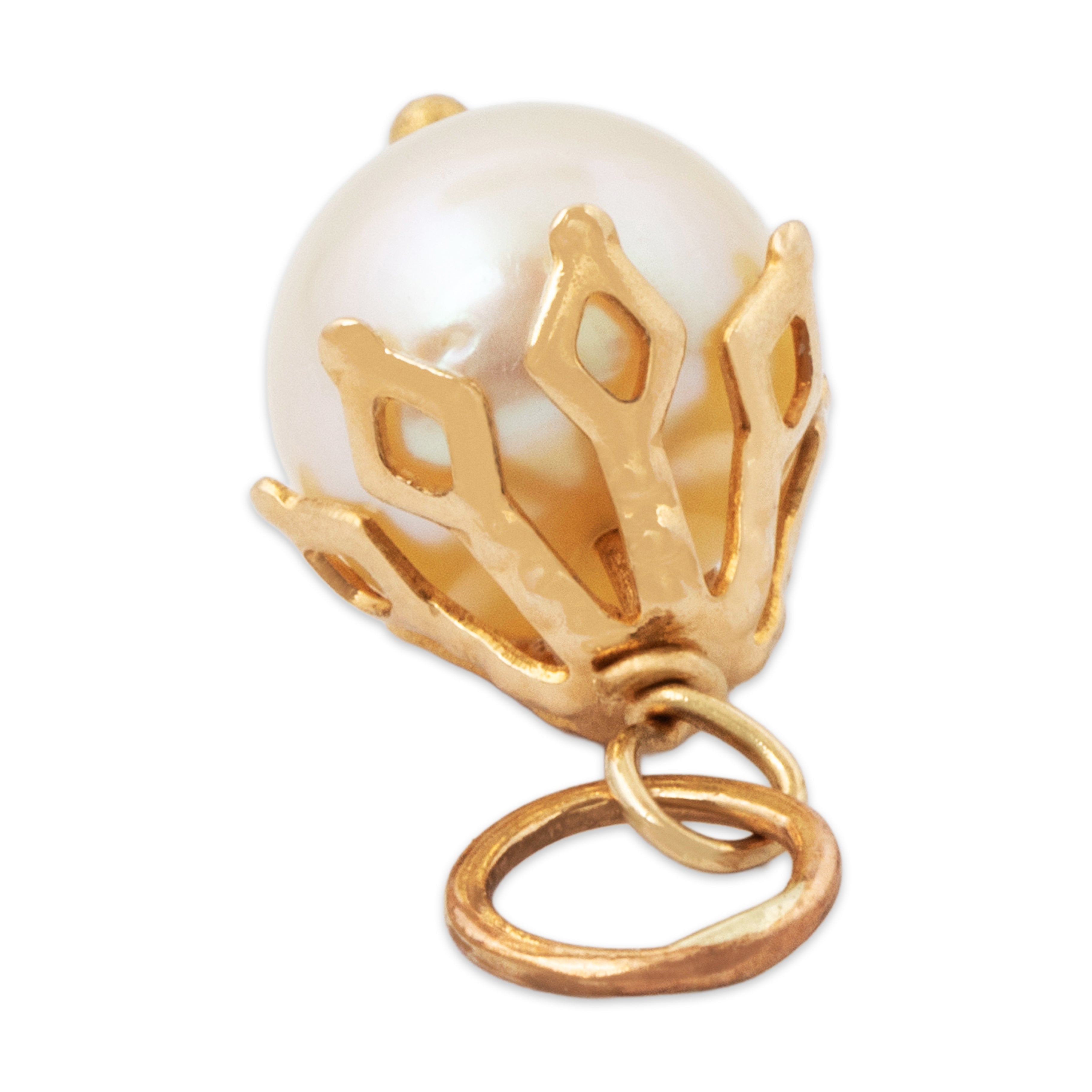 Vintage 14k Yellow Gold Pearl Openwork Charm / Pendant、mySite、hinf8tx79