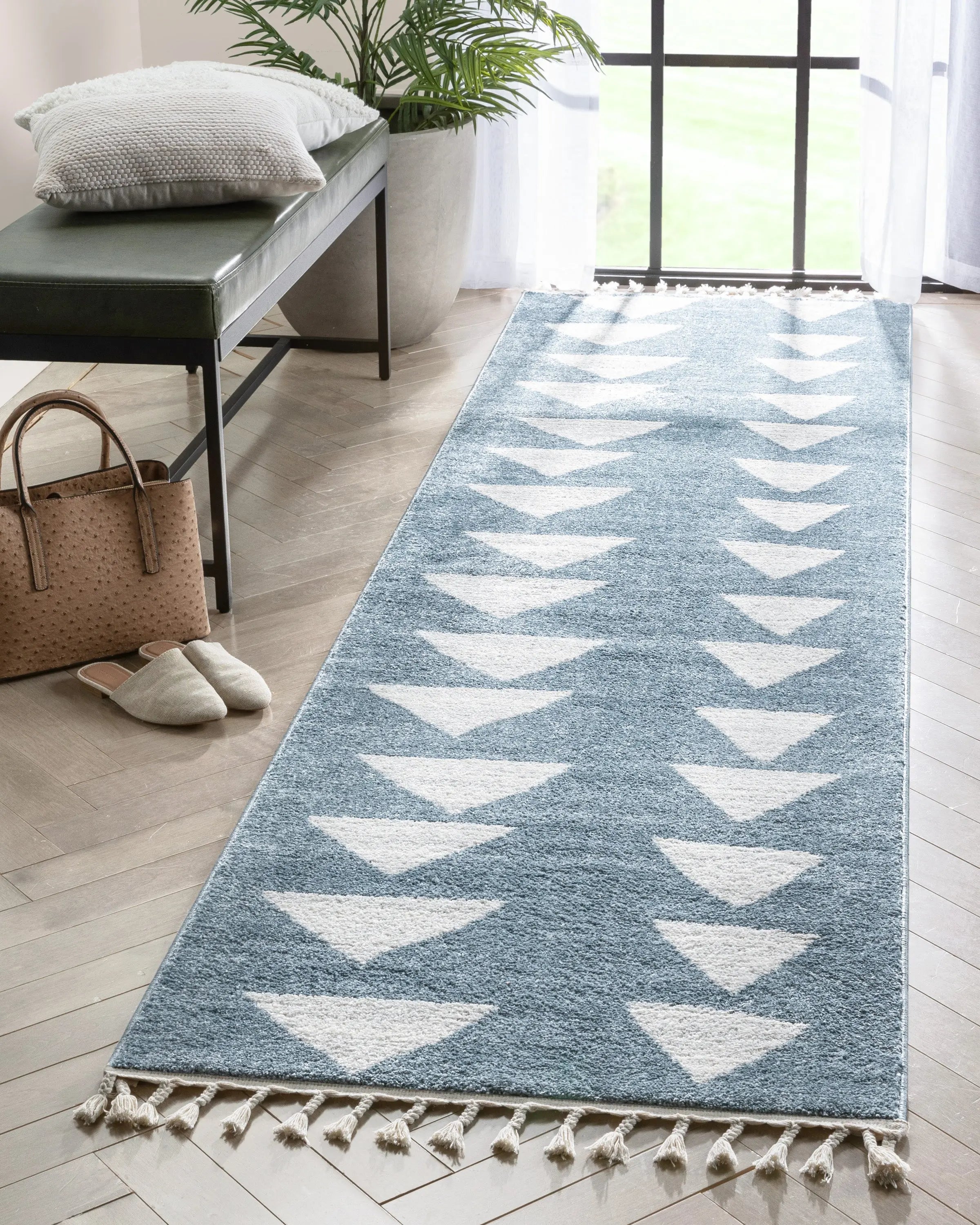 Triangles Modern Geometric Pattern Blue Kids Rug、mySite、gigharbornorthrealestate
