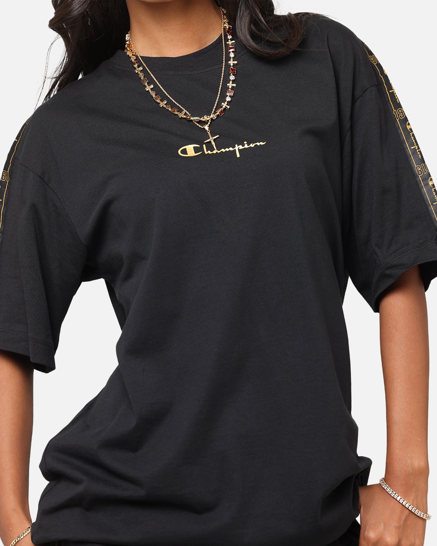 Champion Lux Taping T-Shirt Black、mySite、zt4zffjzw