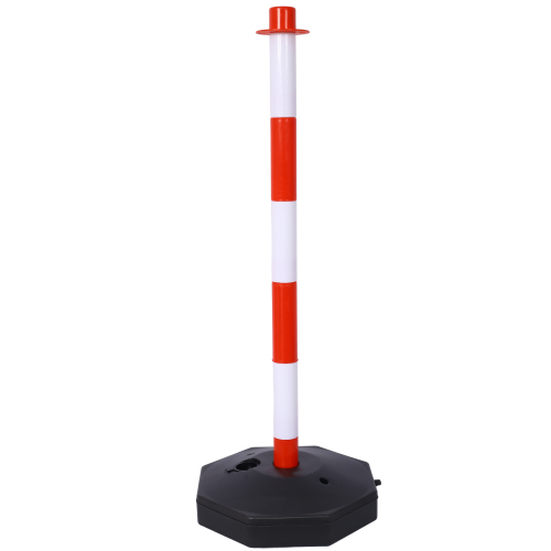 4 Pack Traffic Delineator Post Cones with Fillable Base, Adjustable Plastic Safety Barrier with 5Ft Plastic Chain, Outdoor and Indoor Crowd Control Stanchion for Traffic Control and warning W/R、、eastwooduniform