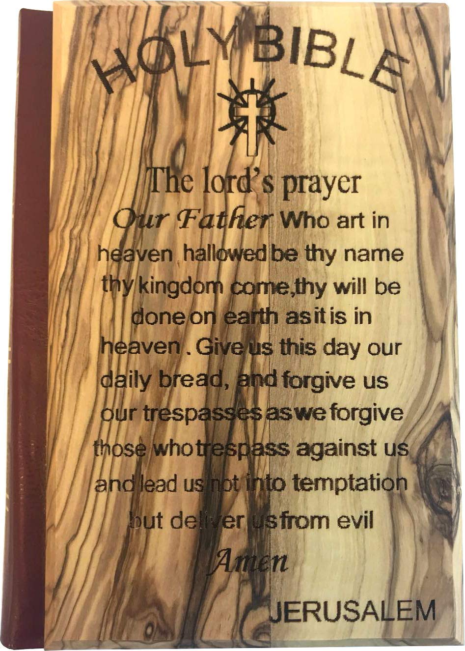  Jerusalem Bible, Olive Wood Cover carved with the Lord`s Prayer (English, 1094 pages)、mySite、elrpsem3k