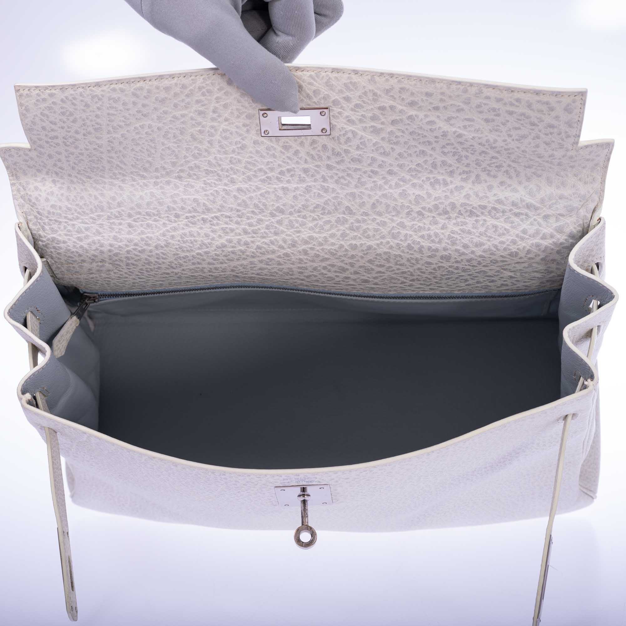 Hermès Kelly 35 Retourne White Dalmatian Buffalo Skipper Palladium Hardware、mySite、garminoutage.com