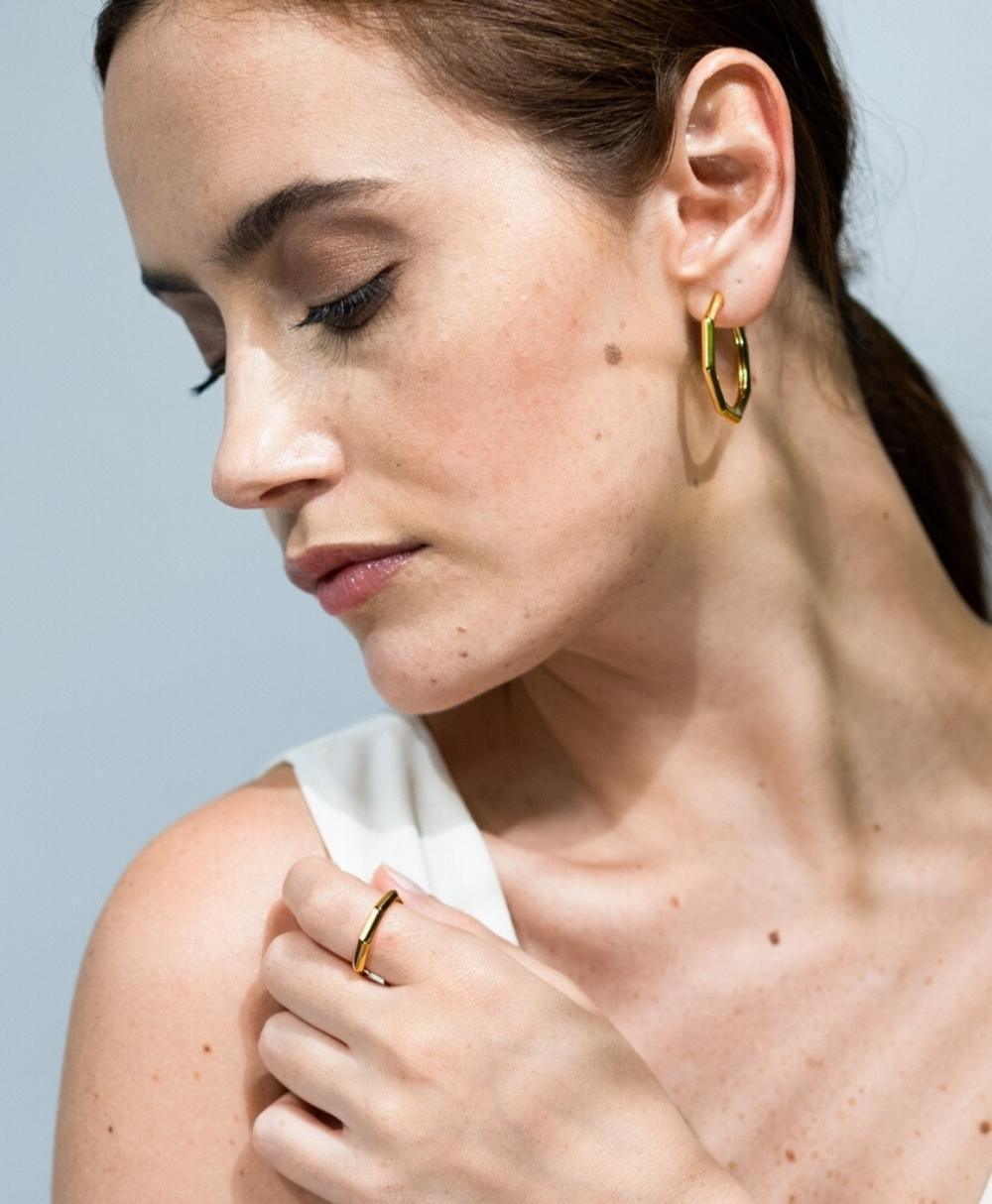  Moa Hoop Earrings 18ct Gold Plate