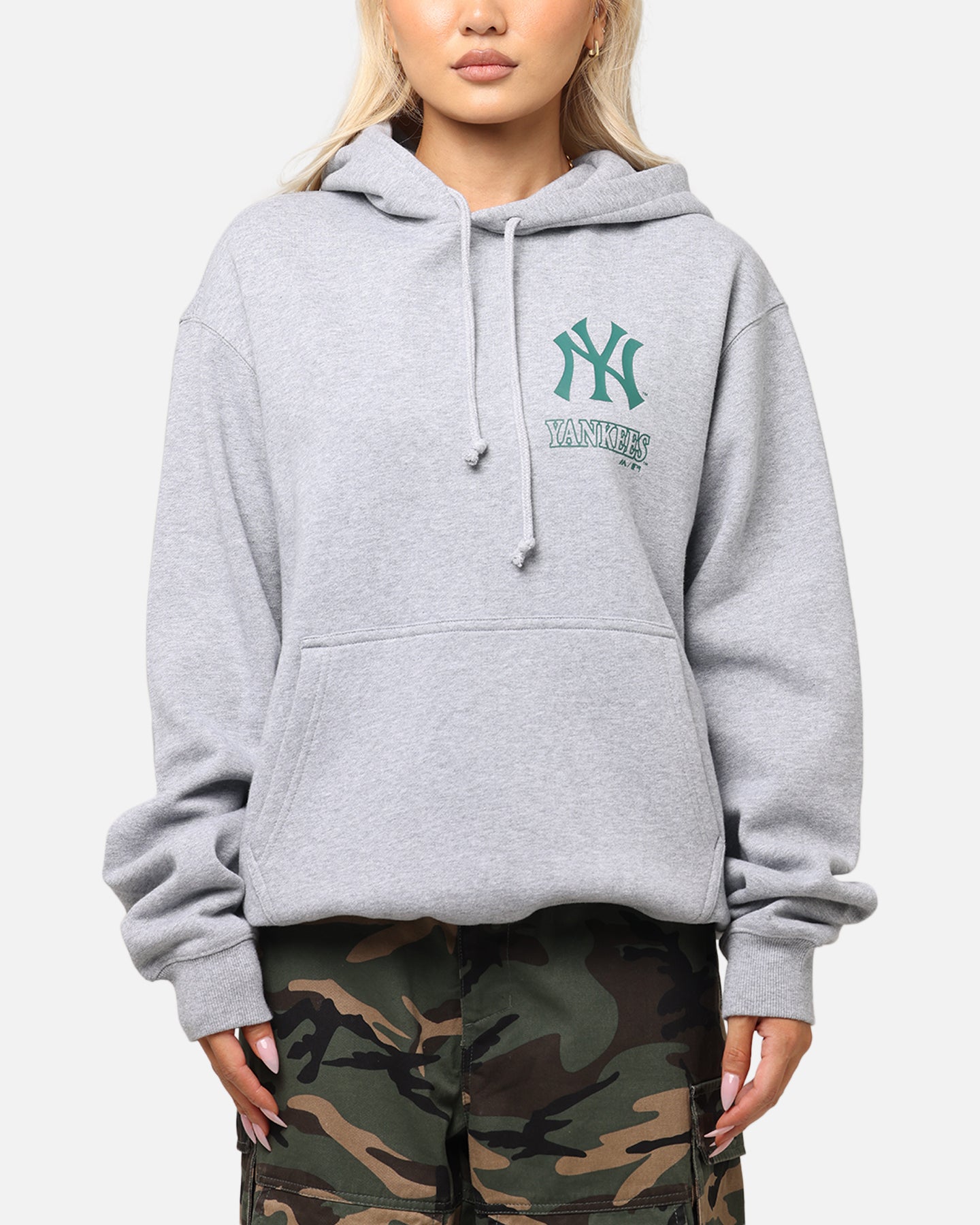 Majestic Athletic New York Yankees Murcer Arch Hoodie Grey Marle、mySite、zt4zffjzw