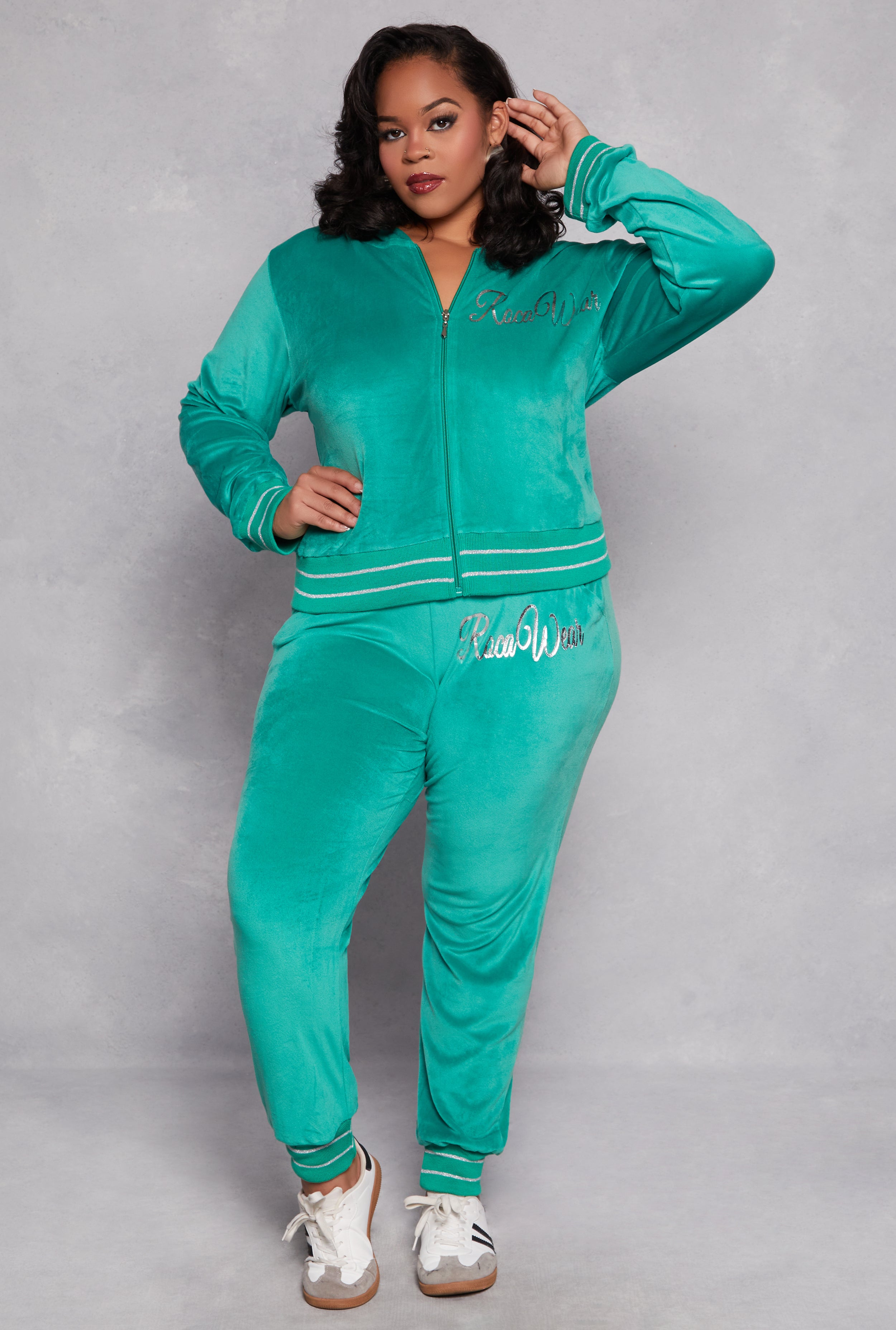 Plus Size Rocawear Velour Zip Front Hoodie、mySite、camillekostekn