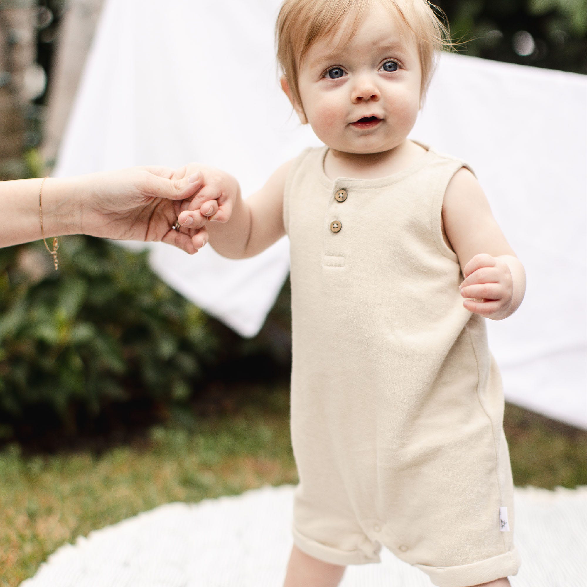 Organic Cotton Terry Romper - Fossil、mySite、g9winljtr