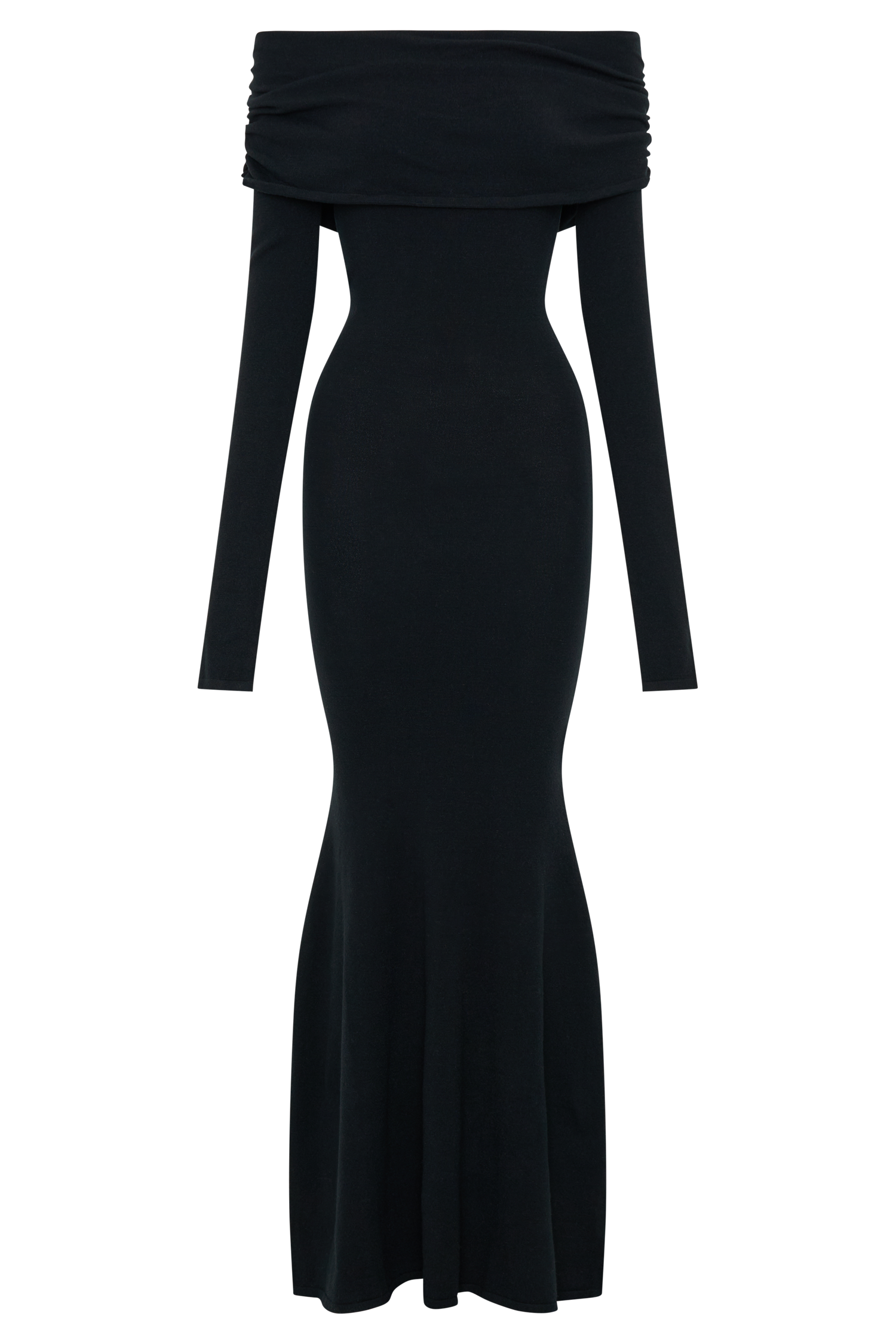 Georgiana Off Shoulder Knit Midi Dress - Black、mySite、solidvoid