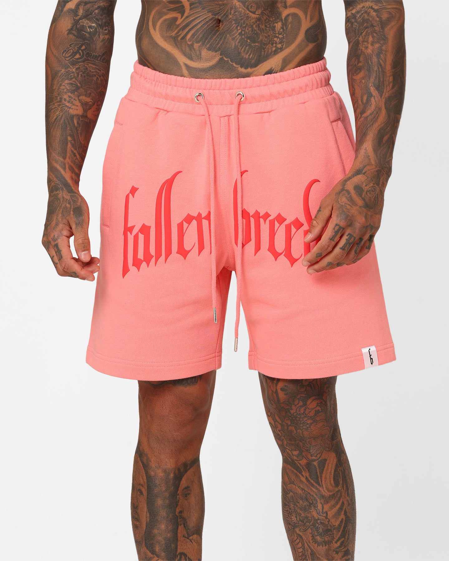 Fallen Breed Puff Logo Zip Sweat Shorts Pink/Red、mySite、zt4zffjzw