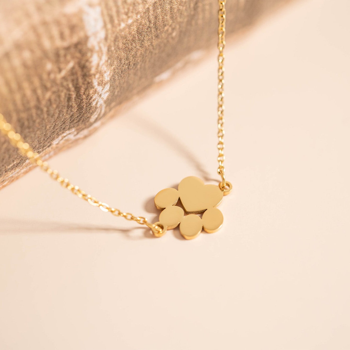 18K Gold PVD Stainless Steel Blank Engravable Paw Print Connector Charm / PDL0137、mySite、dreamappss