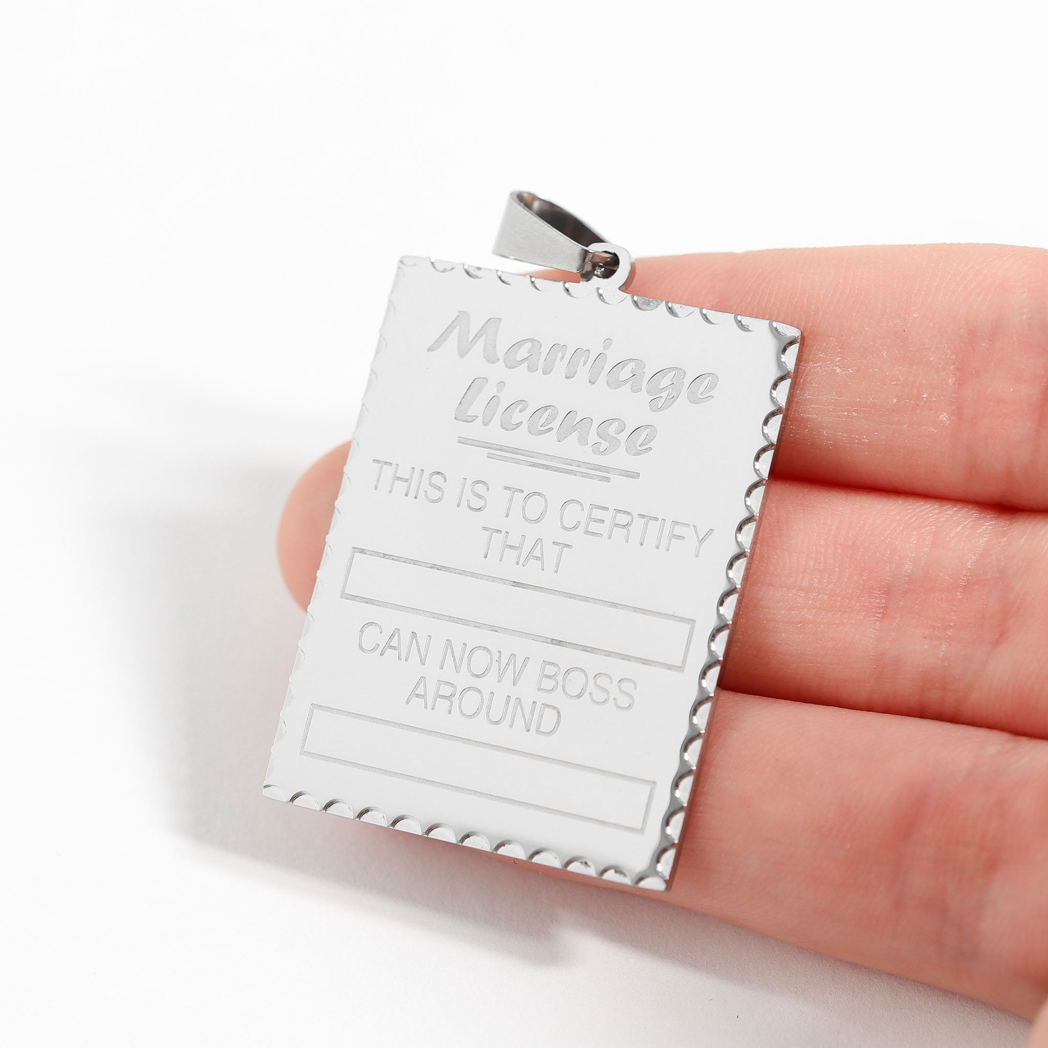 Stainless Steel This is to certify that Funny Marriage License Pendant / SBB0088、mySite、dreamappss