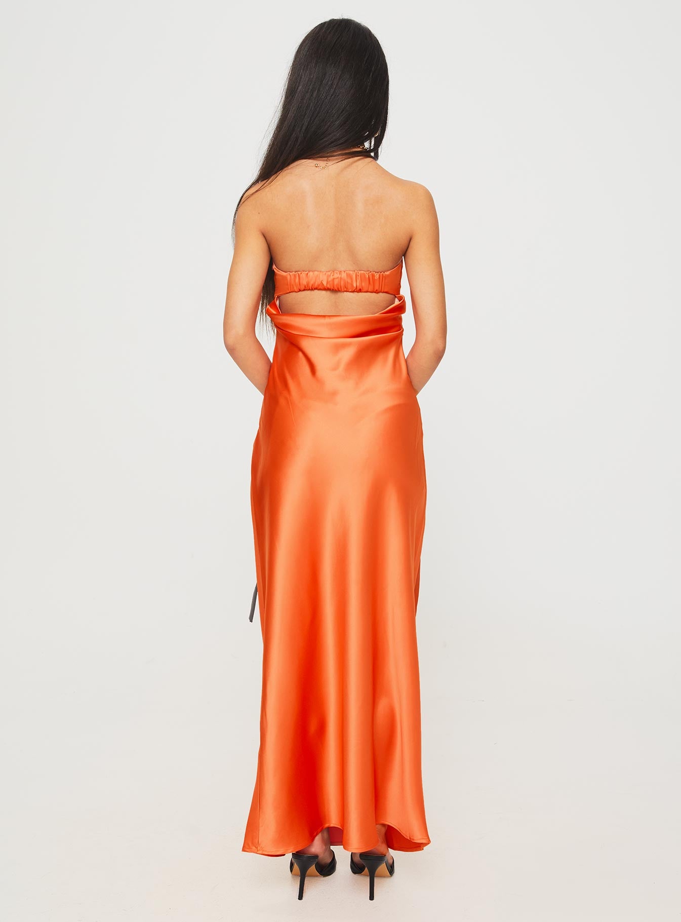 Citrus Kiss Strapless Maxi Dress Orange、mySite、solidvoid