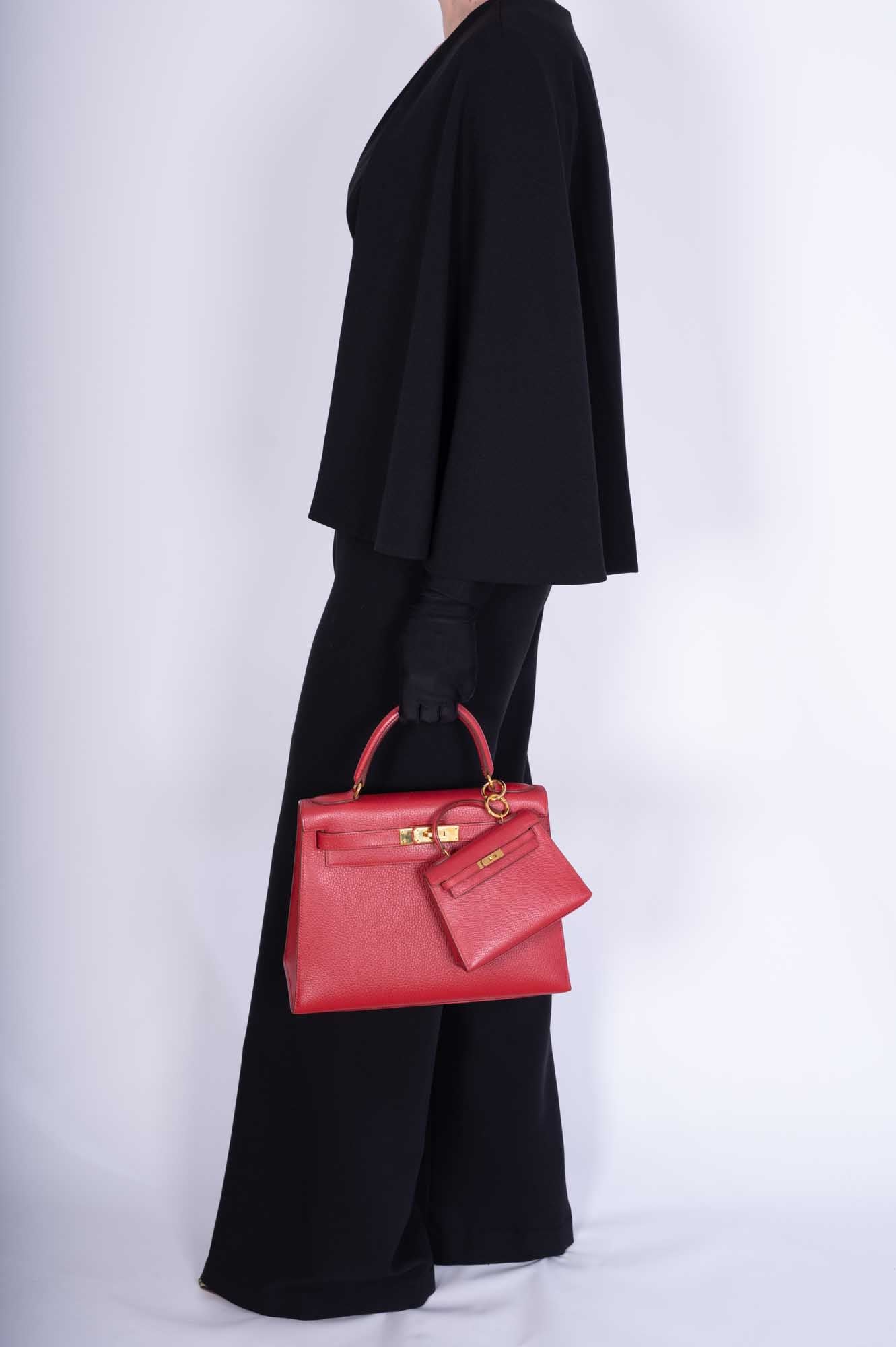 Vintage Hermès Kelly 15 Sellier Micro Rouge Vif Courchevel Gold Hardware、mySite、garminoutage.com