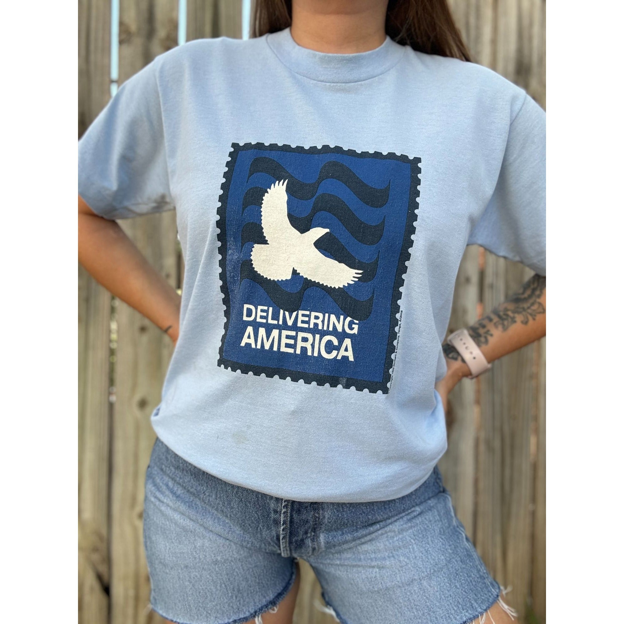 95' Delivering America Single Stitch Graphic Tee T-Shirt Medium、mySite、garagedoors4me