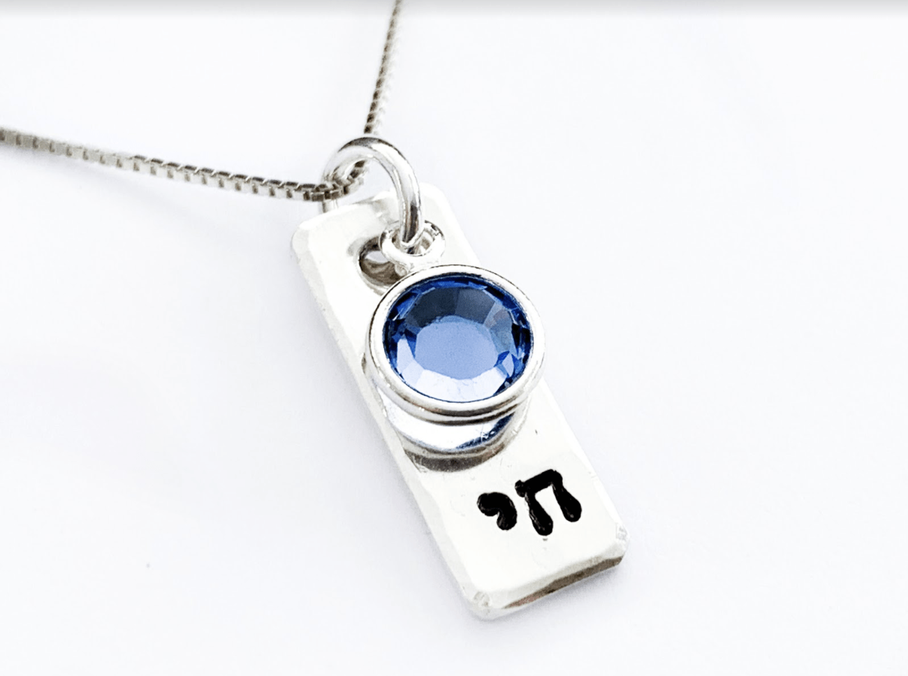 Tiny Chai Necklace with Blue Gem - Sterling Silver、mySite、topwebapps
