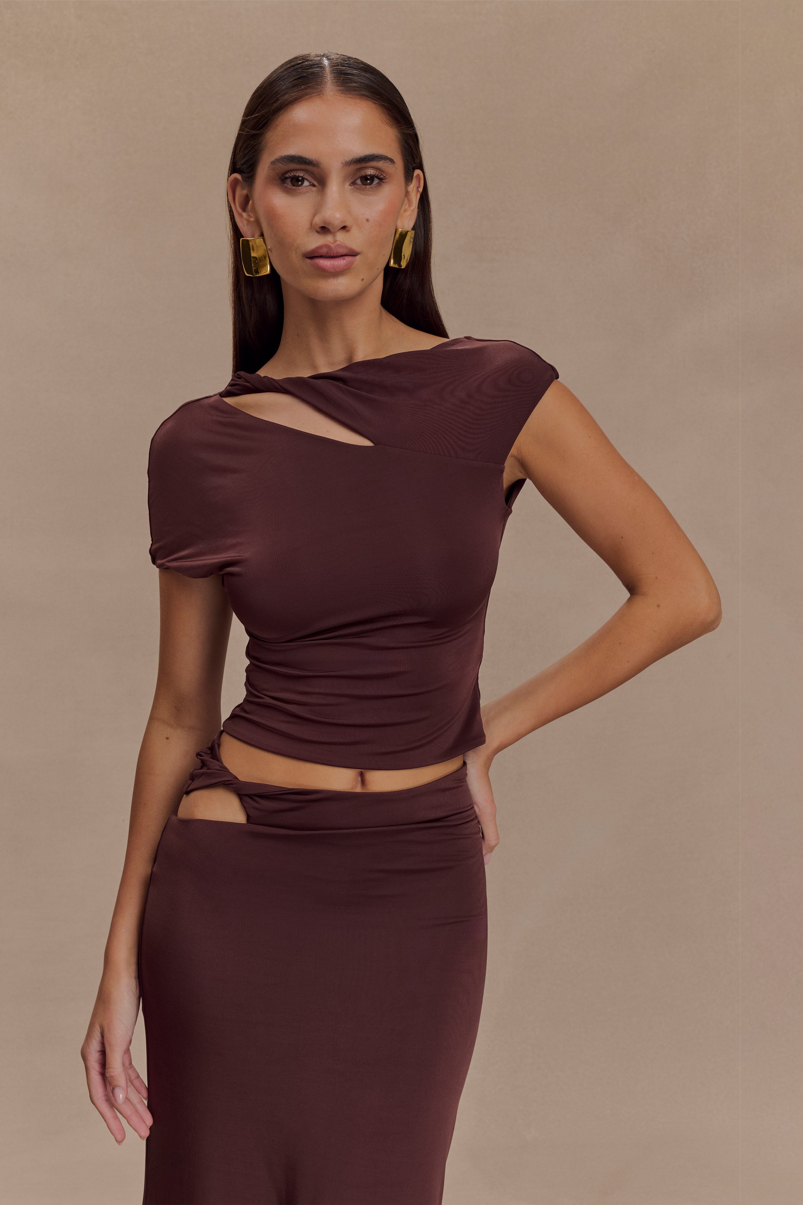 Haven Slinky Twist Top - Chocolate、mySite、solidvoid