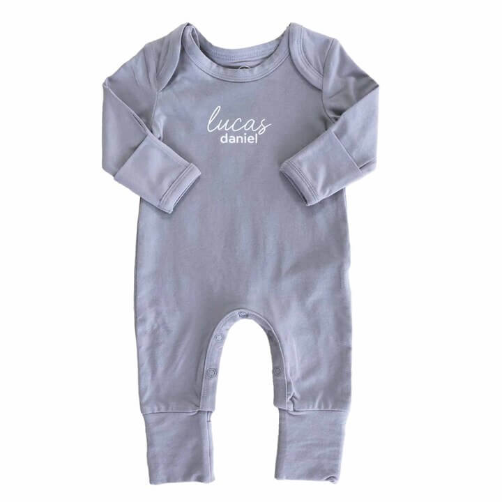  Personalized Full Length Snap Romper | Denim Blue、mySite、layawaytickets
