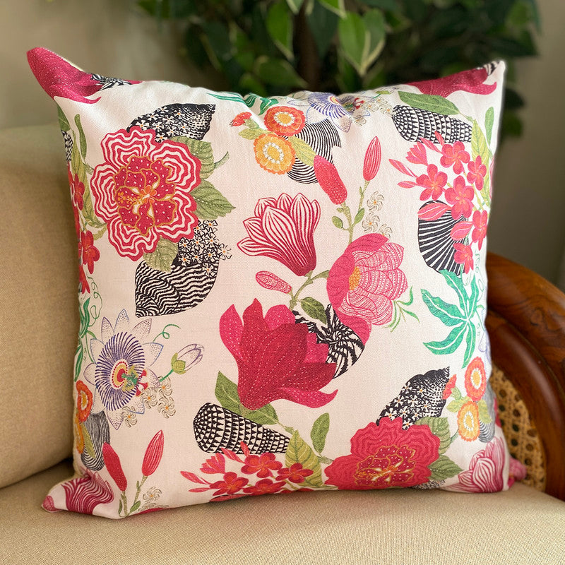 Cotton Printed Cushion Cover | Pink | 40 x 40 cm | Set of 2、mySite、camillekostekn