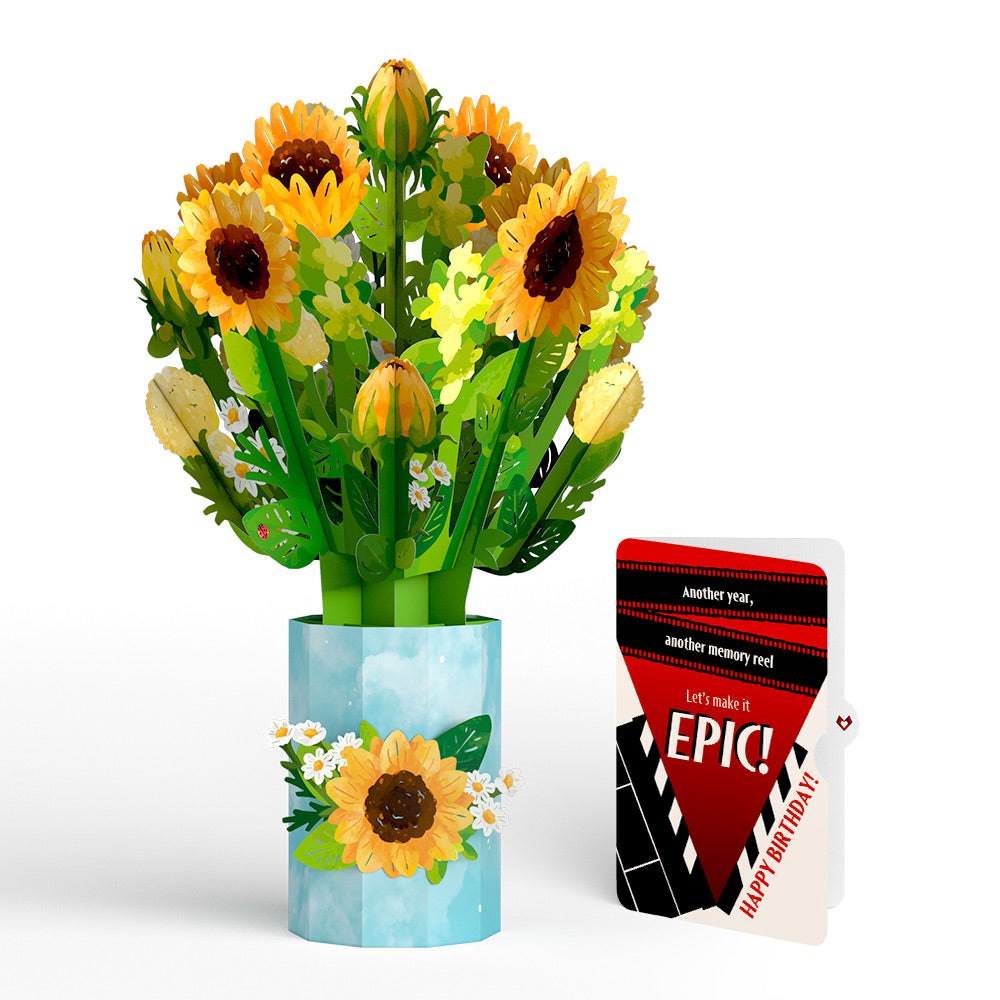 Sunflower Blooms Birthday Bouquet and Epic Reel Sentiment Set、mySite、solidvoid