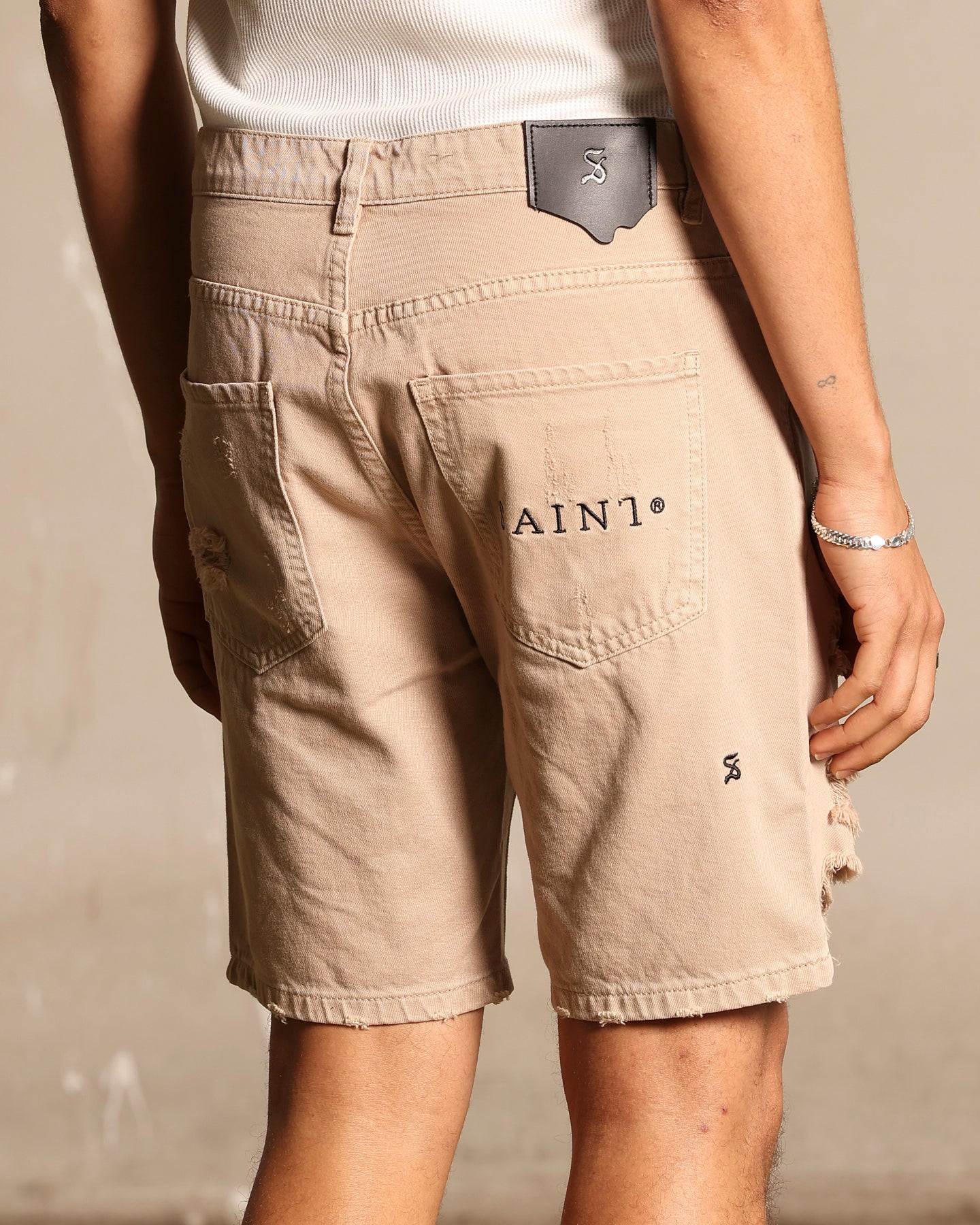 Saint Morta Destroyer Distressed Shorts Bone、mySite、zt4zffjzw