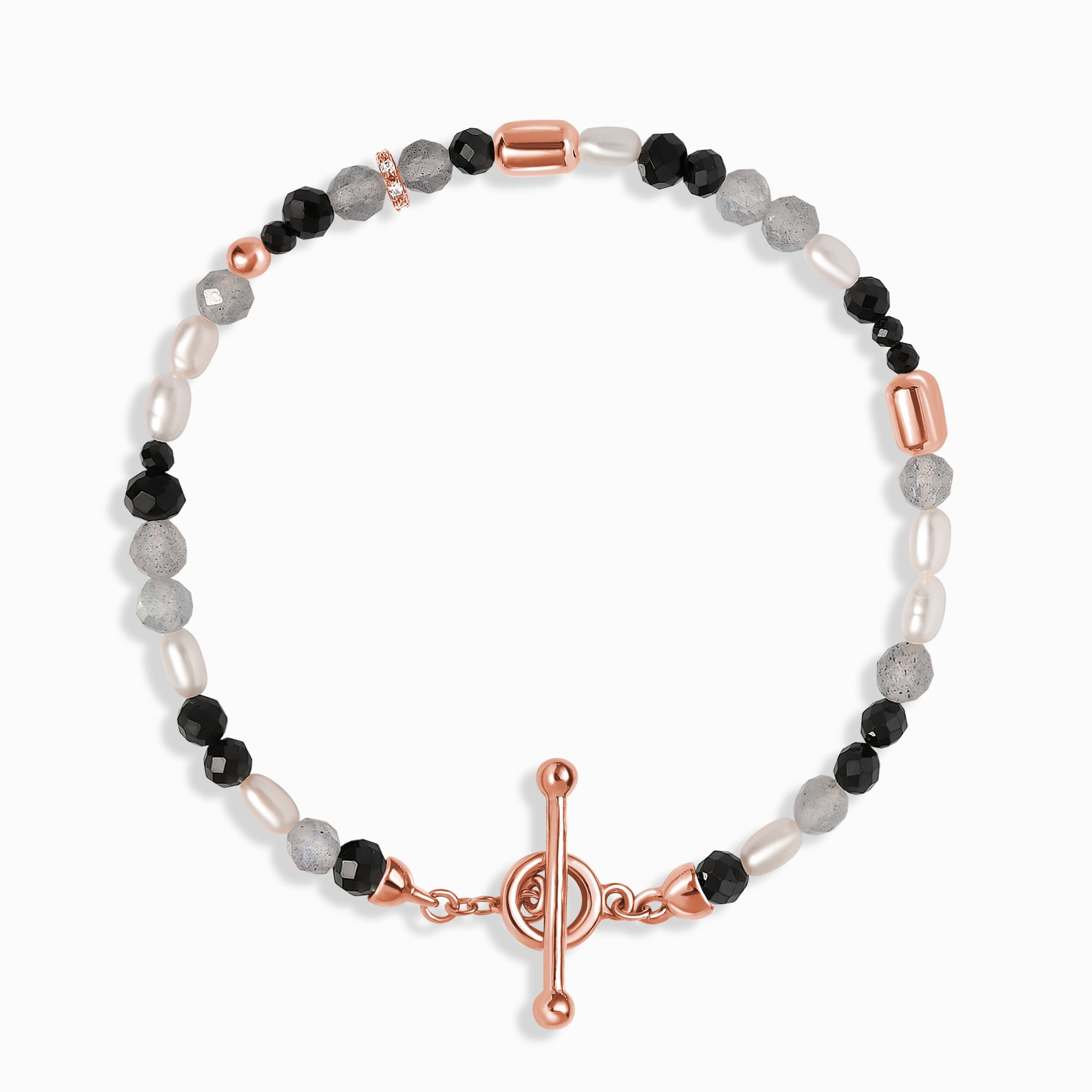 Labradorite Black Obsidian T-Lock Beads Bracelet - Soft Armor、mySite、hinf8tx79