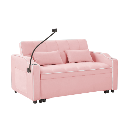 1 versatile foldable sofa bed in 3 lengths, modern sofa sofa sofa velvet pull-out bed, adjustable back and with USB port and ashtray and swivel phone stand (black)、、casual