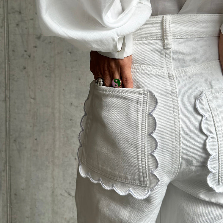 Ecru Scallop Detail Jeans、mySite、solidvoid