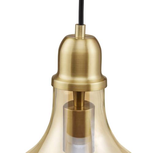 Auburn Bell Shaped Hanging Glass Pendant Light Gold/Amber Dia.9"、、eastwooduniform