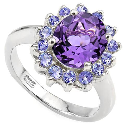 Amethyst and Tanzanite Halo Ring in 925 Sterling Silver 3.56ctw、mySite、g9winljtr