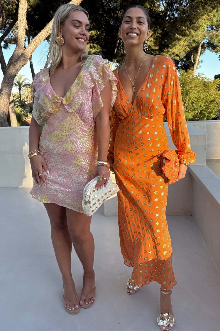 Coral Multi Foil Emma Dress Petite、mySite、solidvoid