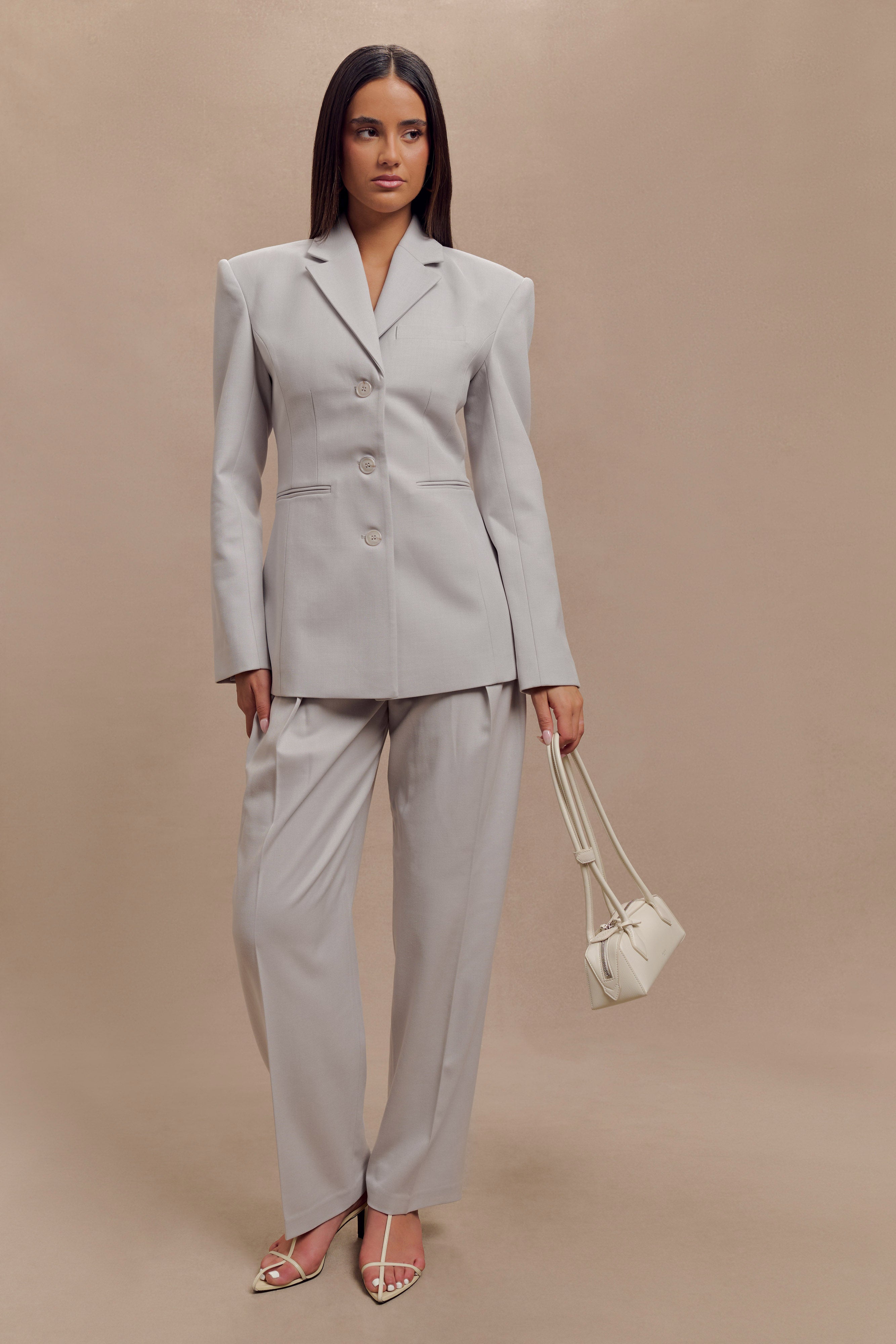 Bellamy Cinched Blazer - Grey、mySite、solidvoid