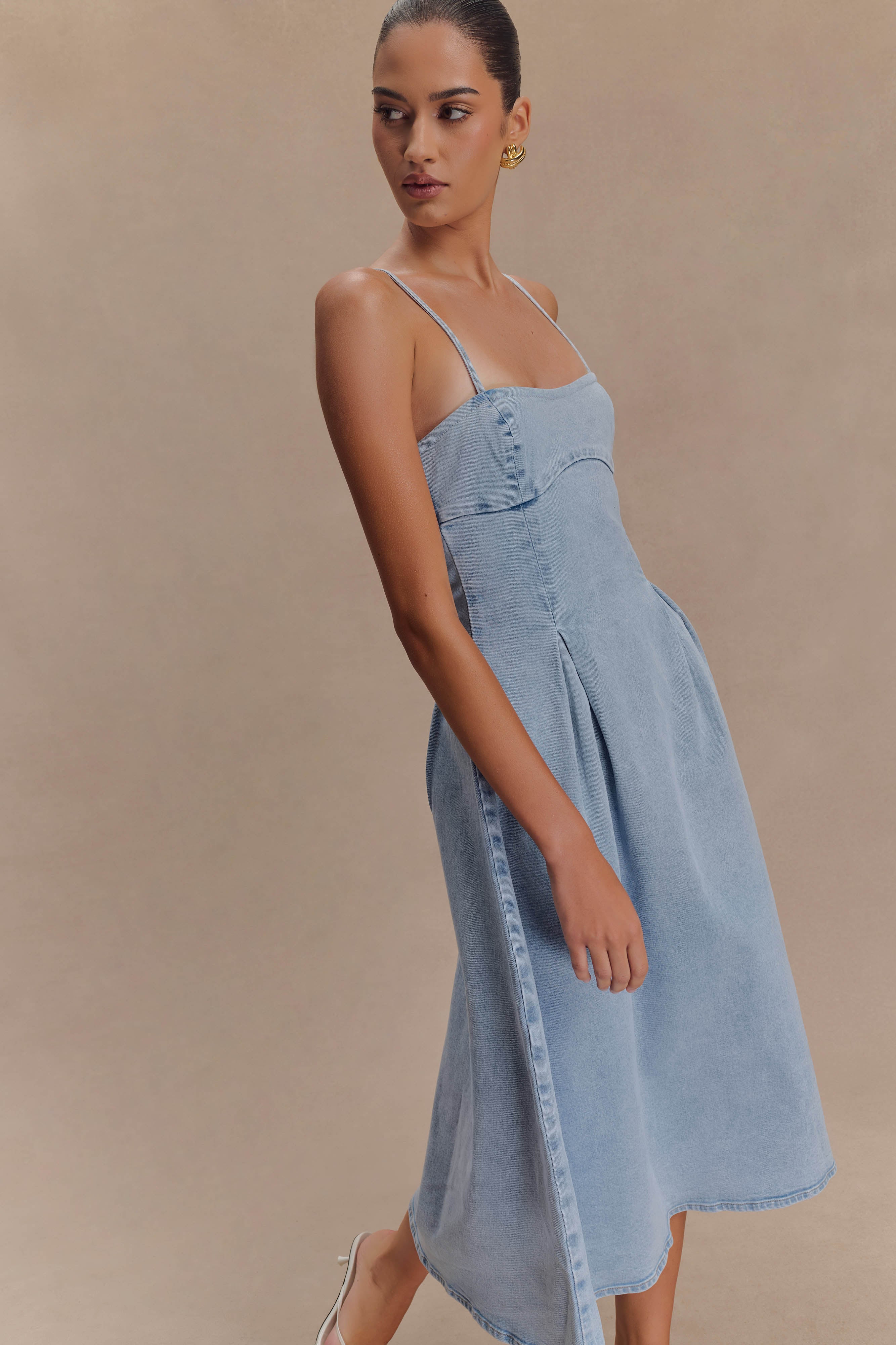 Harlyn Denim Midi Dress - Light Blue、mySite、solidvoid