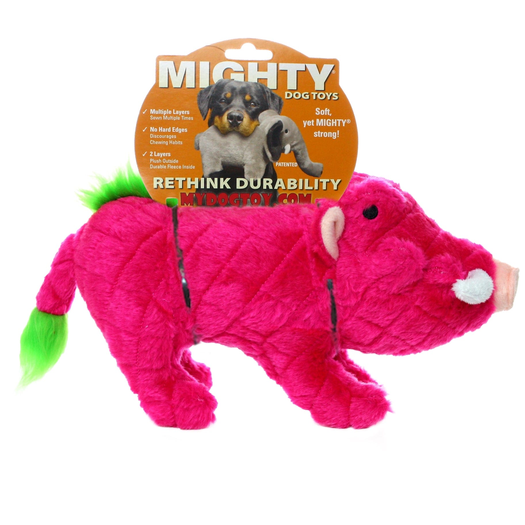 Mighty Safari Plush Pig Durable Dog Toys *、mySite、g9winljtr