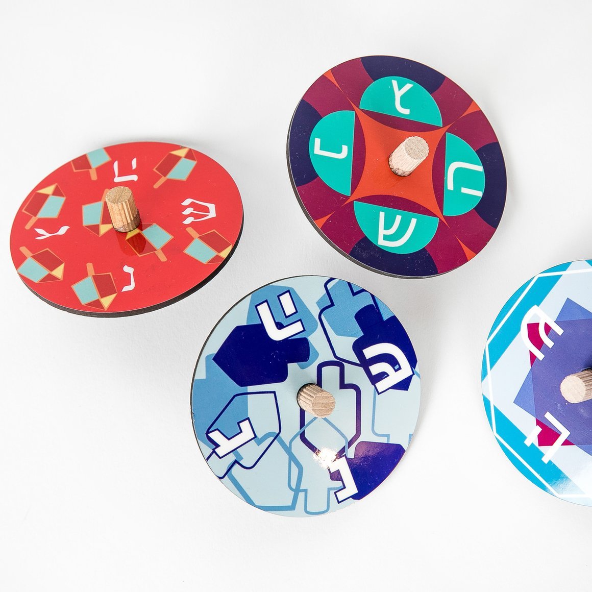 Colorful Handmade Wood Dreidels, Set of 4 by Barbara Shaw、mySite、topwebapps