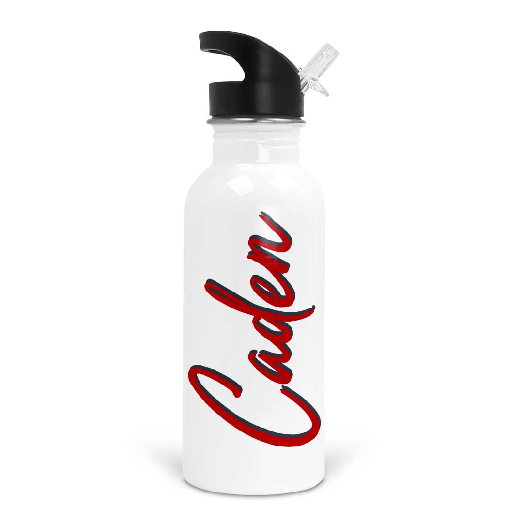  Cardinal & Navy Script Personalized Kids Water Bottle、mySite、layawaytickets